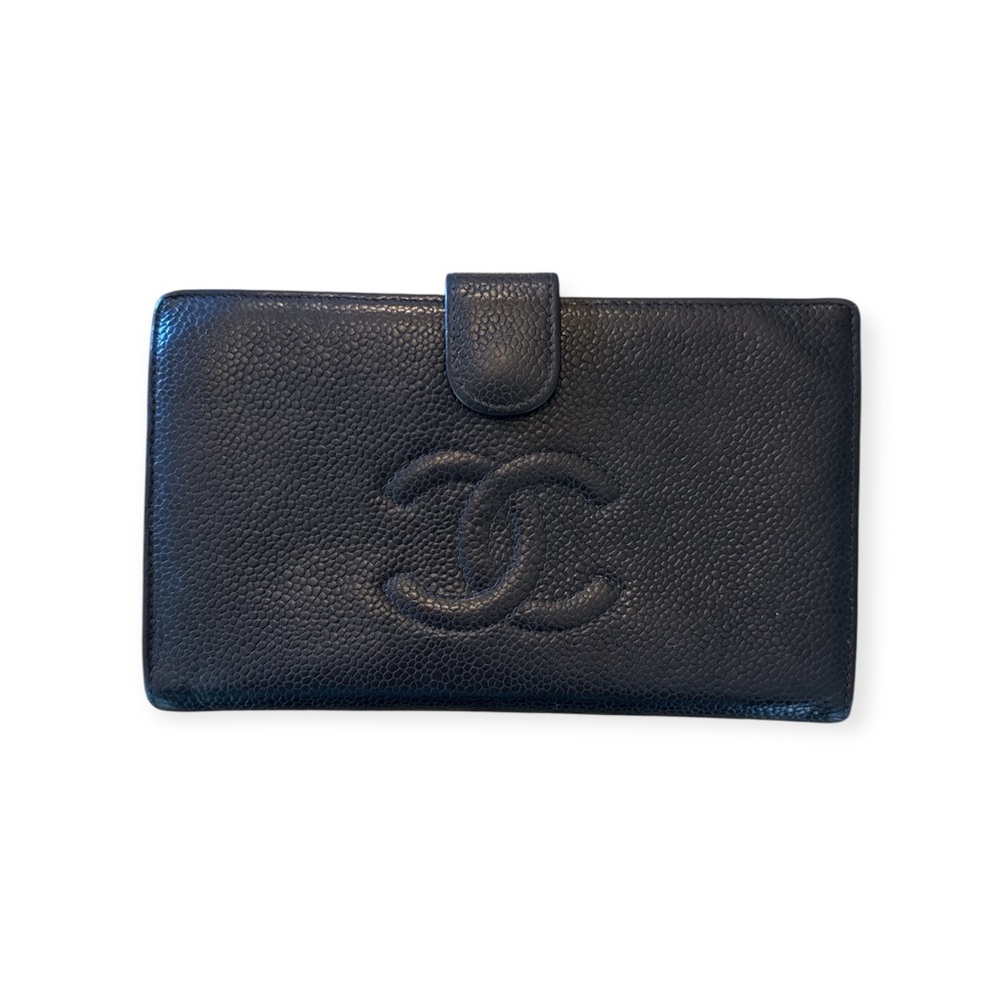 SOLD Chanel Black Caviar Leather Long Wallet
